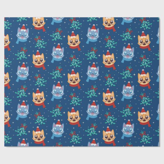 Papier Cadeau Chats de Noël (Plat)