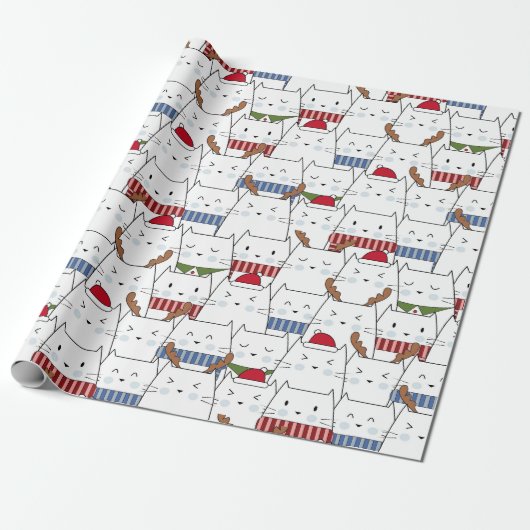 Papier Cadeau Chats de Noël (Déroulé)