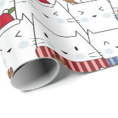 Papier Cadeau Chats de Noël (Coin rond)