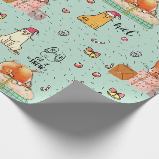 Papier Cadeau Chats de Noël (Coin)