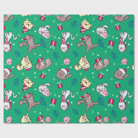 Papier Cadeau Chats de Noël (Plat)