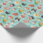 Papier Cadeau Chats de Noël en Chandails de vacances Motif (Coin)