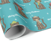 Papier Cadeau Chats de Noël mignons (Coin rond)