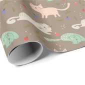 Papier Cadeau Chats de Noël mignons (Coin rond)