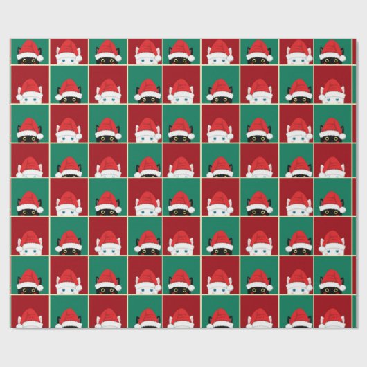 Papier Cadeau Chats De Noël Noir Et Blanc (Plat)