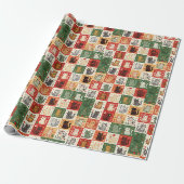 Papier Cadeau Chats de Noël Patchwork (Déroulé)