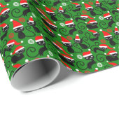 Papier Cadeau chats de Noël père Noël (Coin rond)