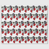 Papier Cadeau chats de Noël rétro carrelés (Plat)