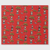 Papier Cadeau Chats de sorcières rouges festive à Halloween dégu (Plat)