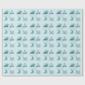 Papier Cadeau Chats de yoga verts (Plat)