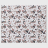 Papier Cadeau Chats d'hiver (Plat)