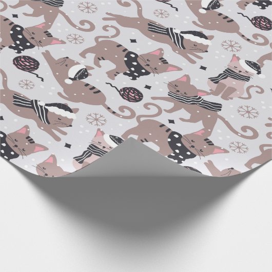 Papier Cadeau Chats d'hiver (Coin)