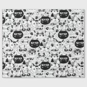 Papier Cadeau Chats Doodle (Plat)