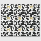 Papier Cadeau Chats en or noir (Plat)