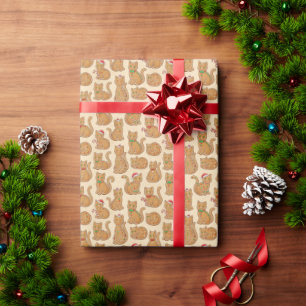 Papier Cadeau Chats en pain d'épices sucré Noël glaçage biscuit