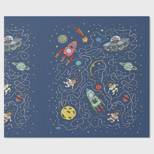 Papier Cadeau Chats en papier d'emballage spatial (Plat)