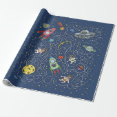 Papier Cadeau Chats en papier d'emballage spatial (Déroulé)