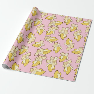 Papier Cadeau Chats Et Bananes Motif