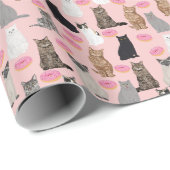 Papier Cadeau Chats et beignets mignonne dame de chat enveloppan (Coin rond)