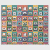 Papier Cadeau Chats et cassettes (Plat)
