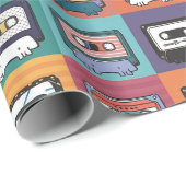 Papier Cadeau Chats et cassettes (Coin rond)