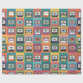 Papier Cadeau Chats et cassettes