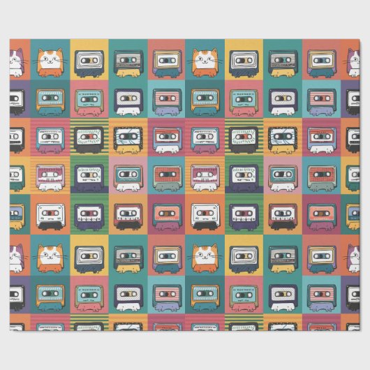 Papier Cadeau Chats et cassettes (Couture)