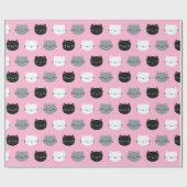 Papier Cadeau Chats et chatons mignons de Kawaii (rose) (Plat)