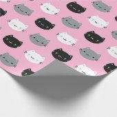 Papier Cadeau Chats et chatons mignons de Kawaii (rose) (Coin)