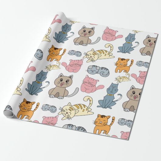 Papier Cadeau Chats et chatons mignons et amusants (Déroulé)