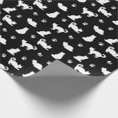 Papier Cadeau Chats et Empreintes de pattes noirs et blancs Moti (Coin)