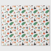 Papier Cadeau Chats et Motifs de Noël (Plat)