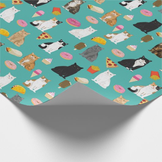 Papier Cadeau Chats et nourriture motif mignon (Coin)