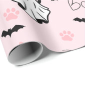 Papier Cadeau Chats fantômes mignons Halloween (Coin rond)