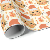 Papier Cadeau Chats Festifs à Santa Hats (Coin rond)