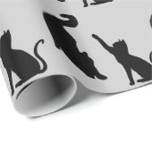 Papier Cadeau Chats Gris Noir Anniversaire (Coin rond)
