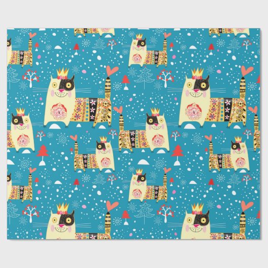 Papier Cadeau Chats, Hippie, Chats Bohème et Esprit Libre (Plat)