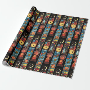 Papier Cadeau Chats Horloges et Aliens