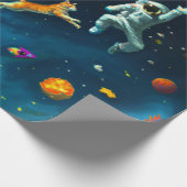 Papier Cadeau Chats jouant au basket-ball dans l'espace avec des (Coin)