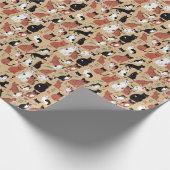 Papier Cadeau Chats joueurs sur un Arrière - plan Tan (Coin)