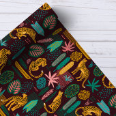 Papier Cadeau Chats léopard Motif de la jungle tropicale violett