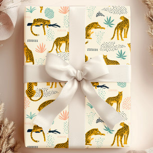 Papier Cadeau Chats léopards Motif de jungle africaine tropicale