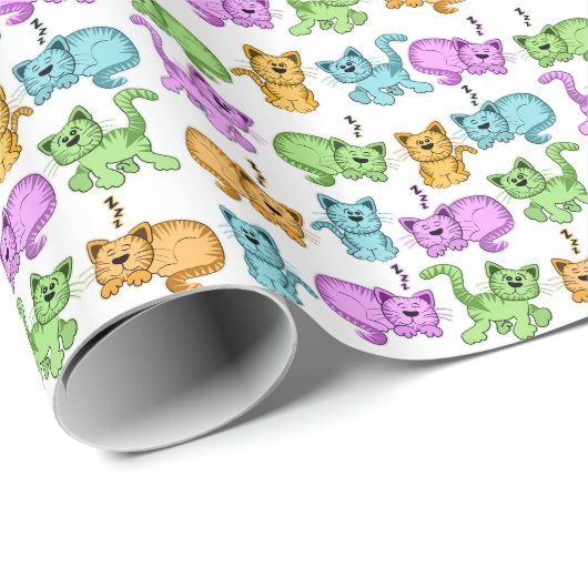 Papier Cadeau chats mignons (Coin rond)