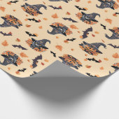 Papier Cadeau Chats mignons Chats chauves-souris et Halloween Ci (Coin)