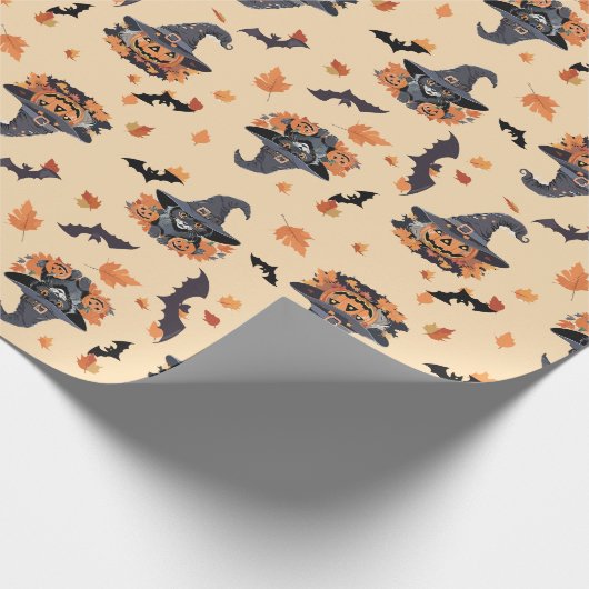 Papier Cadeau Chats mignons Chats chauves-souris et Halloween Ci (Coin)