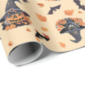 Papier Cadeau Chats mignons Chats chauves-souris et Halloween Ci (Coin rond)