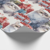 Papier Cadeau Chats mignons en chapeaux de Santa avec cadeaux (Coin)