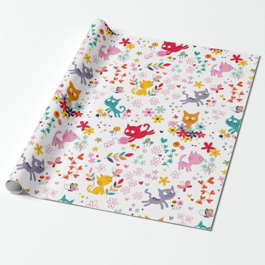 Papier Cadeau Chats mignons et amusants (Déroulé)