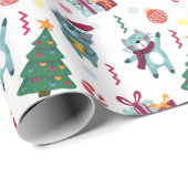 Papier Cadeau Chats Mignons Et Noël (Coin rond)