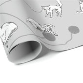 Papier Cadeau Chats mignons Jouer et être Motif coquin (Coin rond)